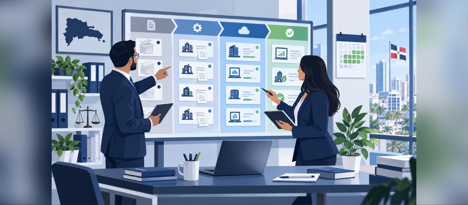 Firma contable dominicana organizando la migración de sus clientes a facturación electrónica