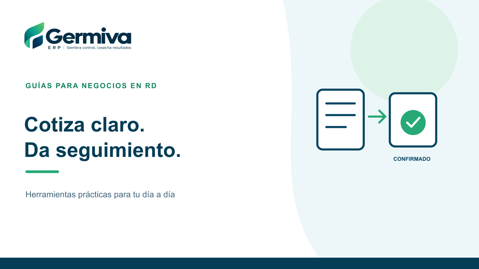 Ilustración de una cotización que avanza por revisión, aceptación y pedido confirmado.